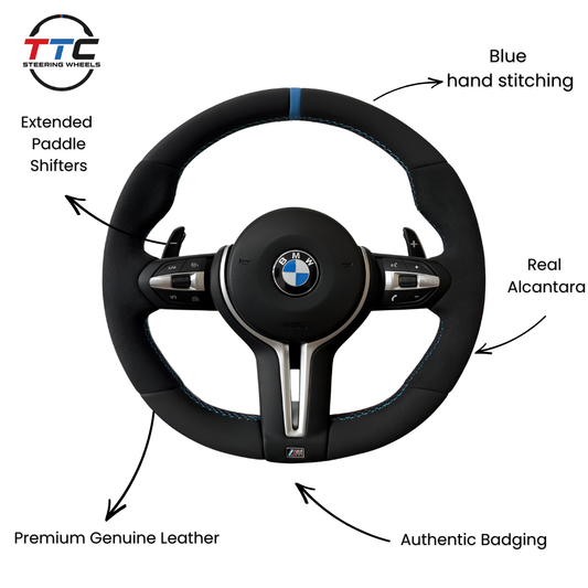 Alcantara with Silver Trim Steering Wheel For BMW F Series (With Airbag)