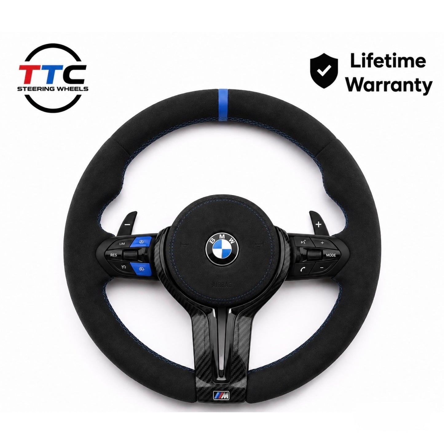 BMW F series Gloss Black & carbon Steering Wheel – black alcantara