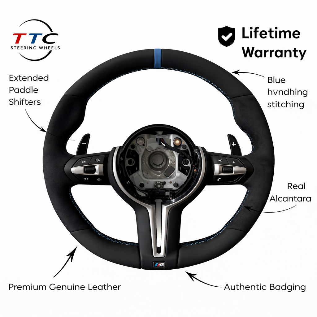 BMW F series Steering Wheel - Alcantara & Leather (No Airbag)