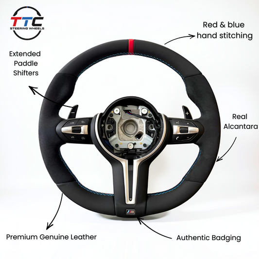 Alcantara with Silver Trim Steering Wheel For BMW F Series (No Airbag)