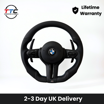 BMW F series Gloss Black Flat Bottom Steering Wheel – Leather