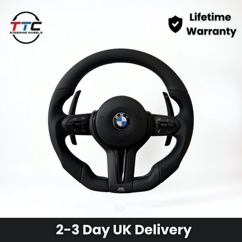 BMW F series Gloss Black Flat Bottom Steering Wheel – Leather