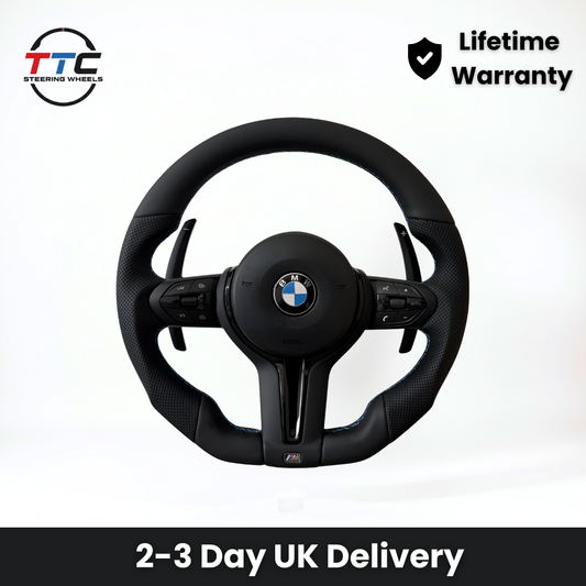BMW F series Gloss Black Flat Bottom Steering Wheel – Leather