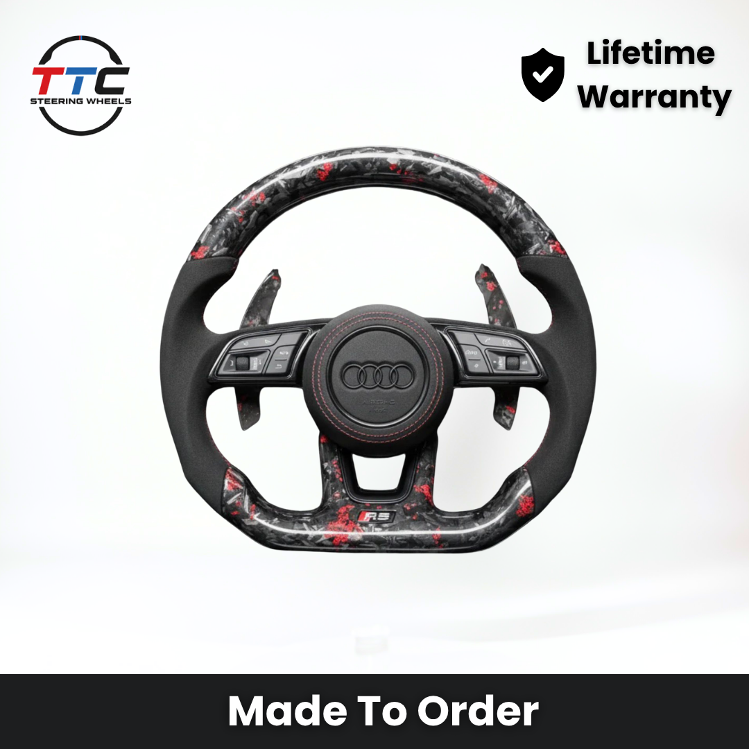 Audi S RS Flat Bottom Steering Wheel – Forged Carbon & Perforated Leather