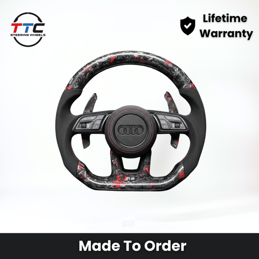 Audi S RS Flat Bottom Steering Wheel – Forged Carbon & Perforated Leather