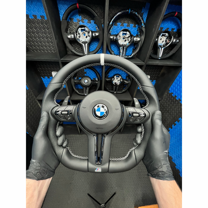 BMW F series Gloss Black Flat Bottom Steering Wheel – Leather