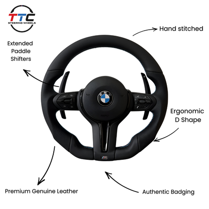 BMW F series Gloss Black Flat Bottom Steering Wheel – Leather