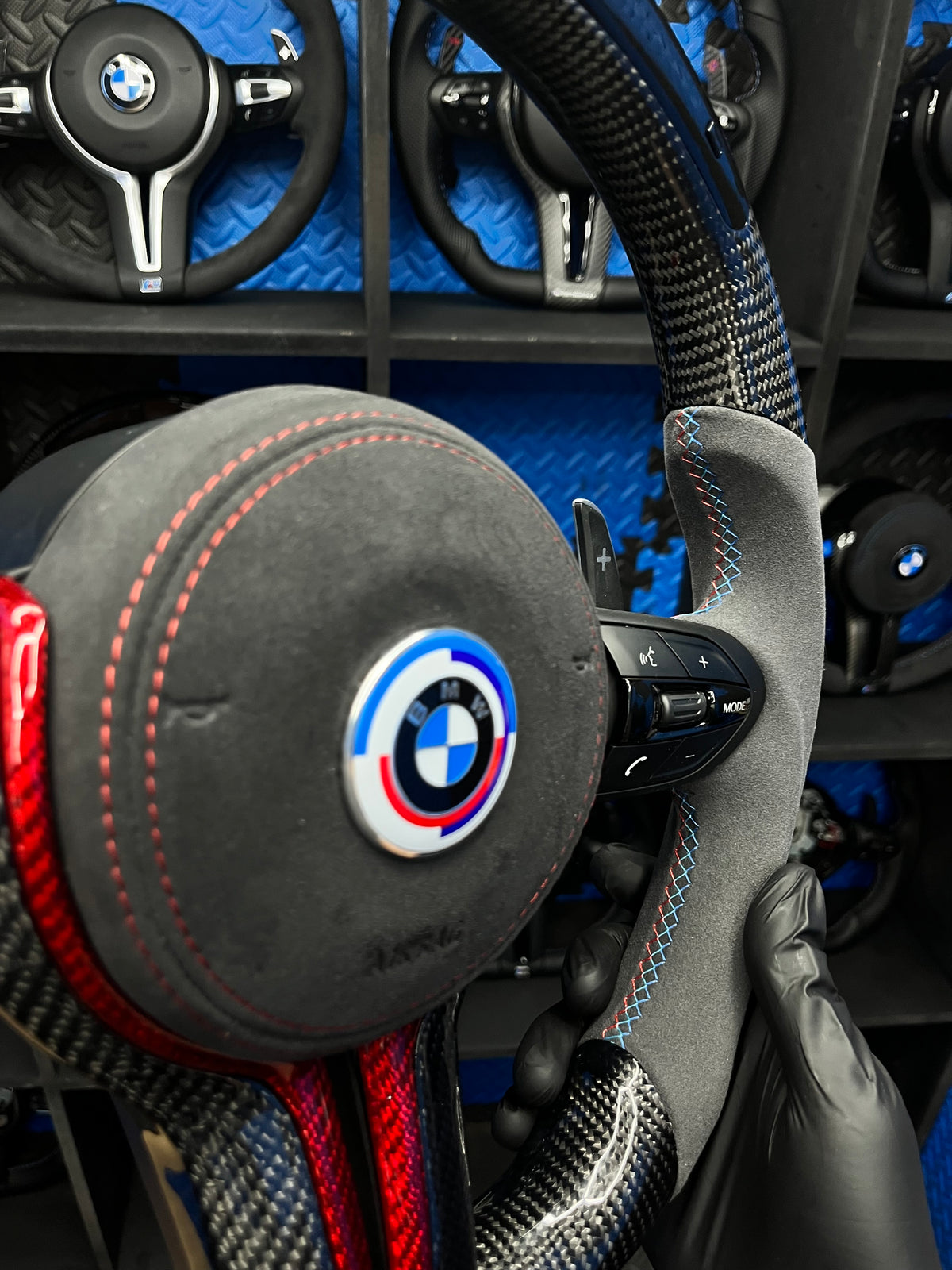 BMW F series LED RPM Steering Wheel red Carbon