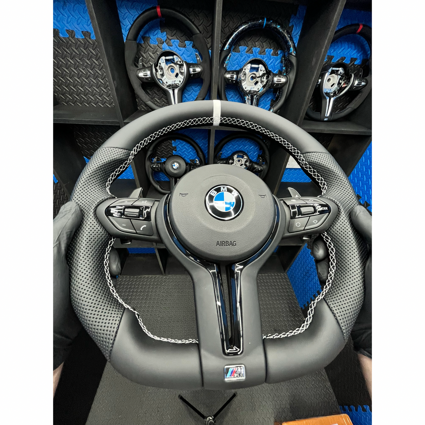 BMW F series Gloss Black Flat Bottom Steering Wheel – Leather