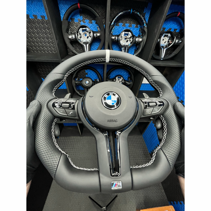 BMW F series Gloss Black Flat Bottom Steering Wheel – Leather
