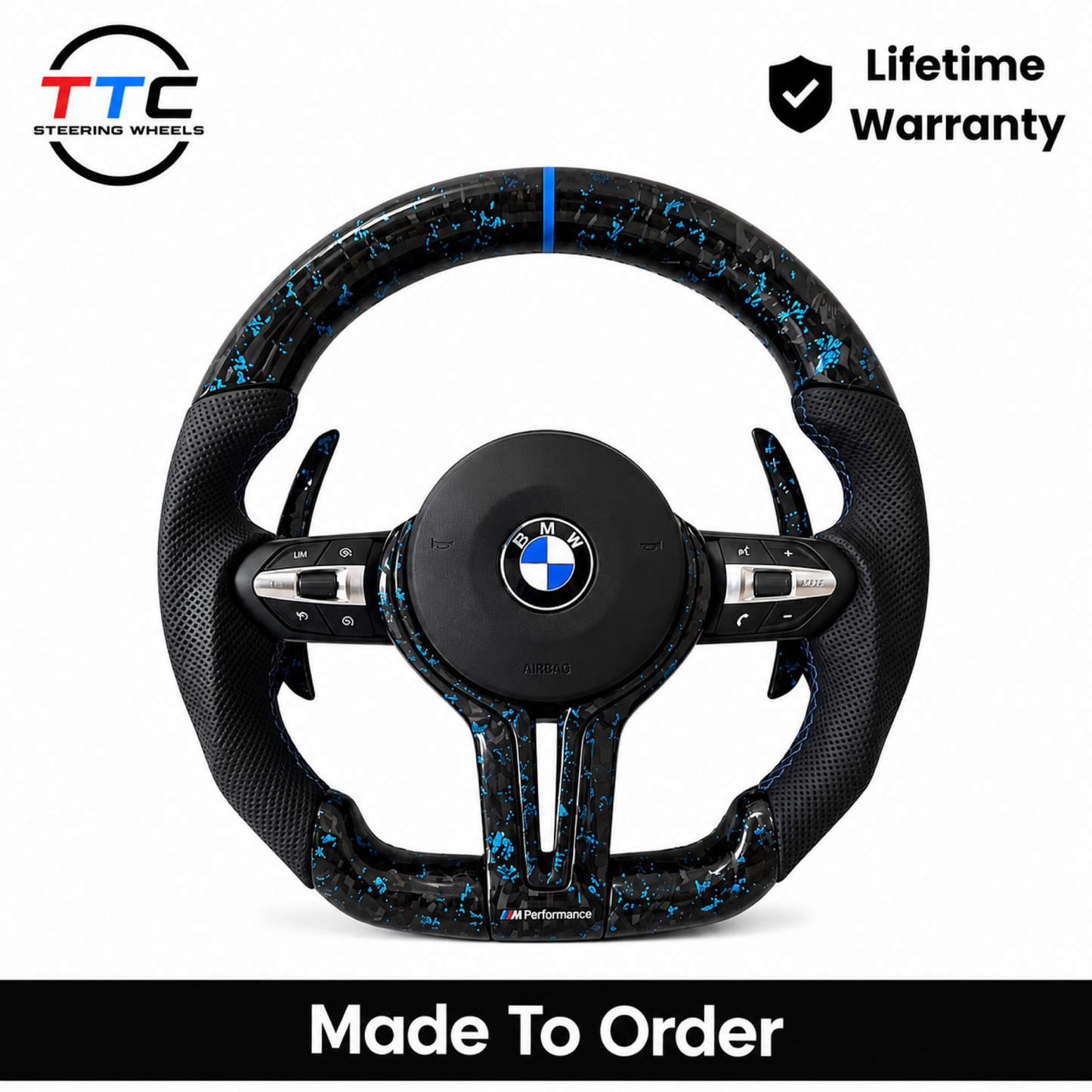 BMW F series Steering Wheel Flat Bottom -forged carbon