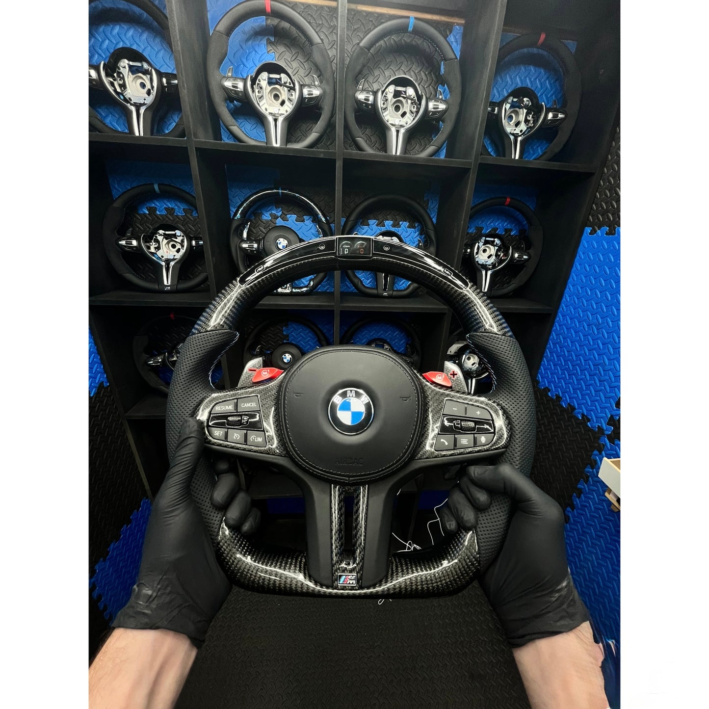 BMW G series LED Steering Wheel Carbon Fibre & leather