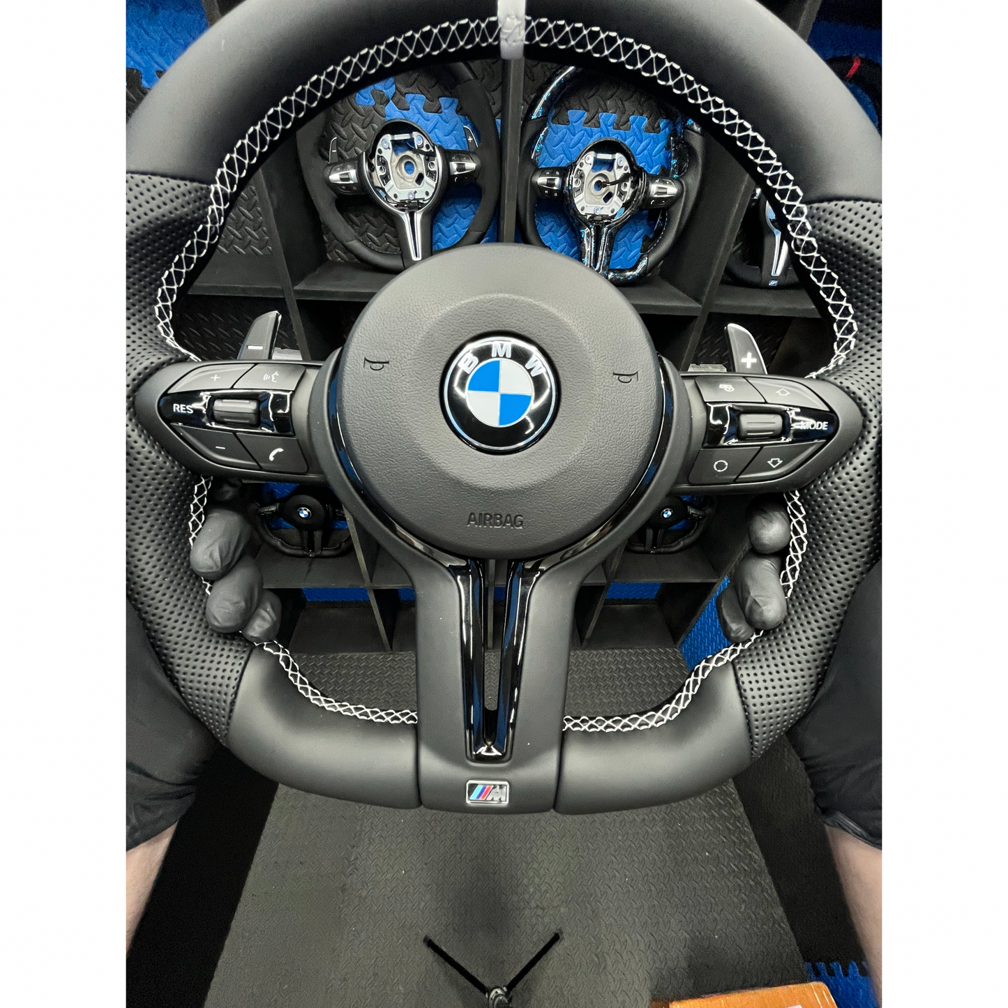 BMW F series Gloss Black Flat Bottom Steering Wheel – Leather