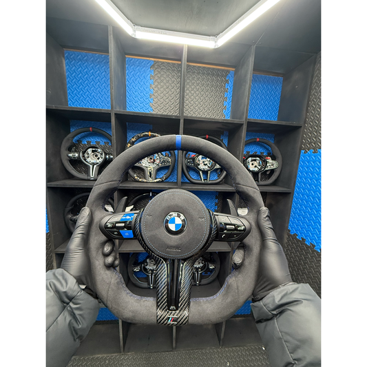 BMW F series Gloss Black & carbon  Steering Wheel – black alcantara