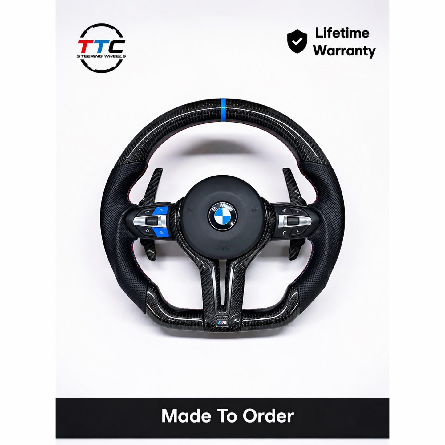 BMW F series Steering Wheel Flat Bottom - carbon