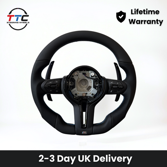 BMW F series Gloss Black Flat Bottom Steering Wheel – Leather