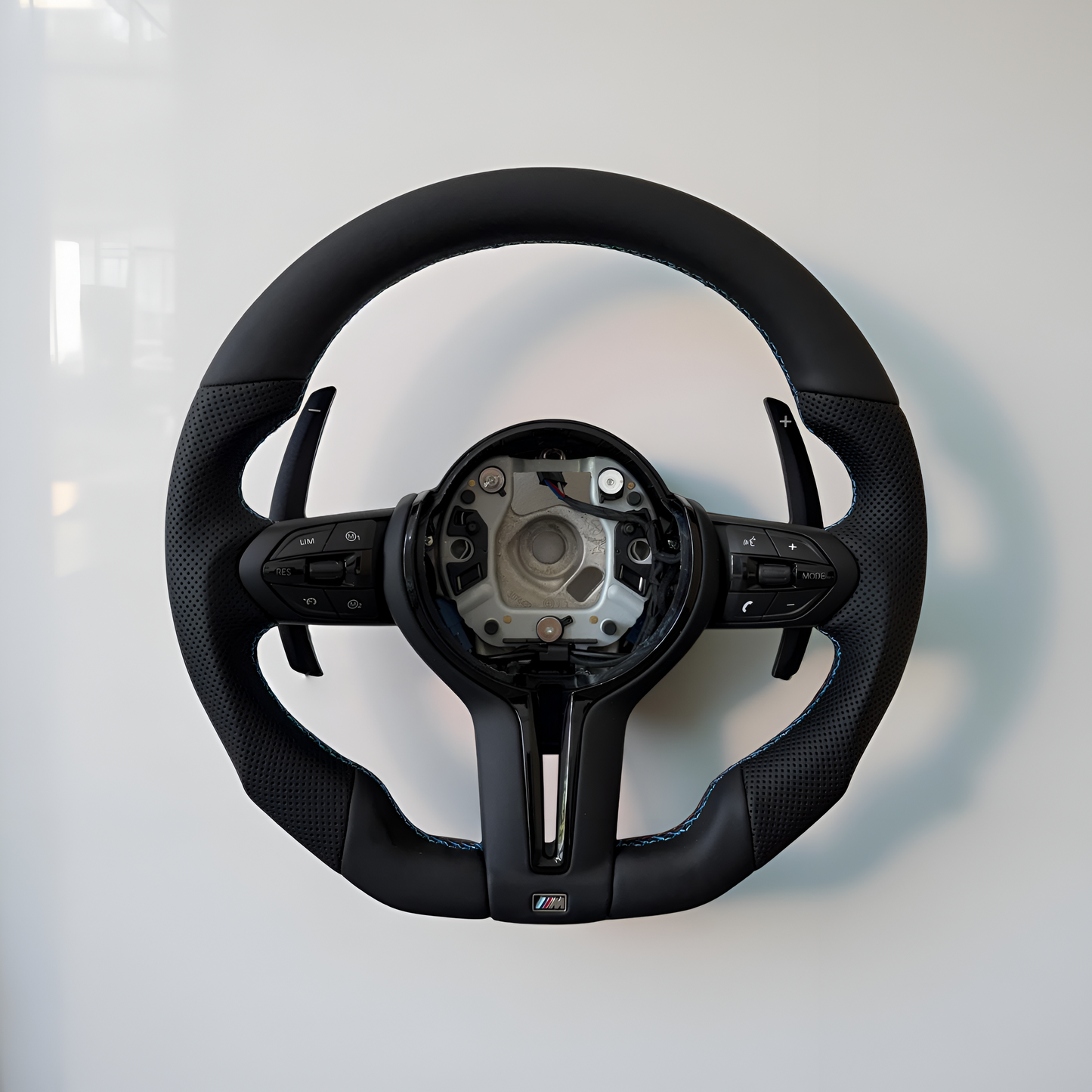 BMW F series Gloss Black Flat Bottom Steering Wheel – Leather