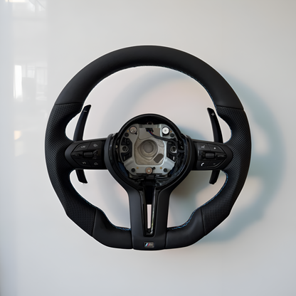 BMW F series Gloss Black Flat Bottom Steering Wheel – Leather