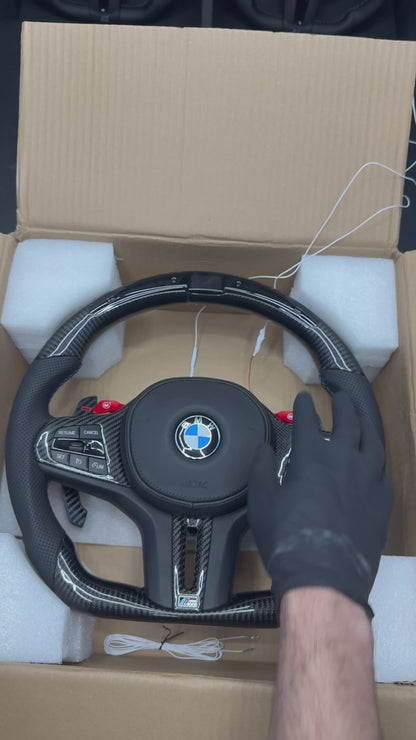 BMW G series LED Steering Wheel Carbon Fibre & leather